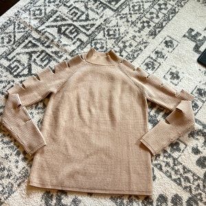 Love Token Camel Neutral Cut Out mock neck sweater size small.Worn once-perfect